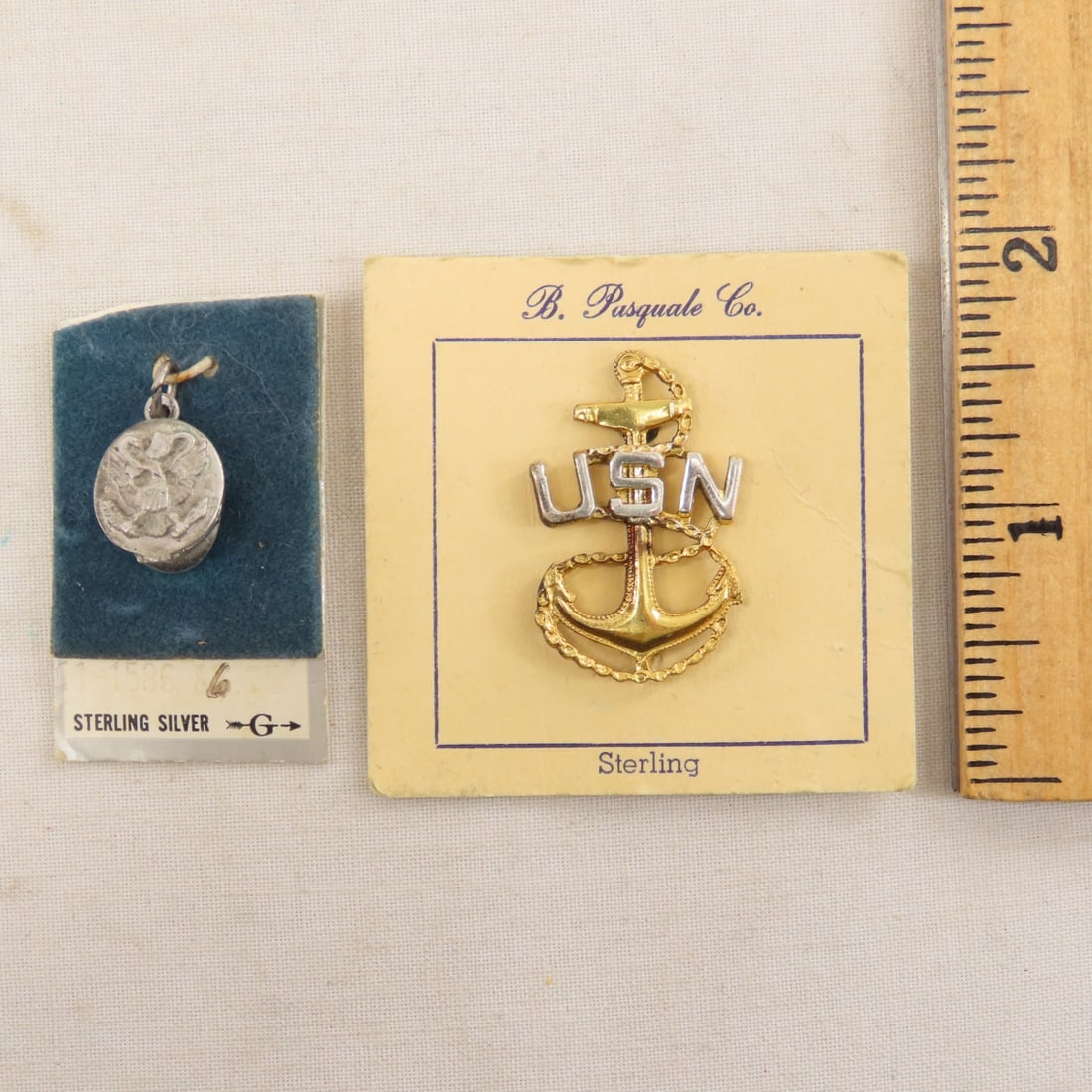 US Navy Sterling Silver Cap Badges & Pins- 3 OZ - 4