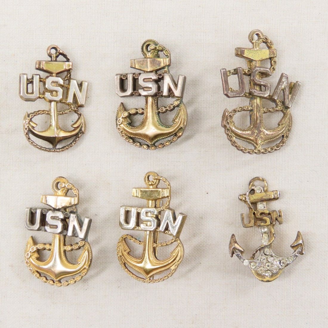 US Navy Sterling Silver Cap Badges & Pins- 3 OZ - 6