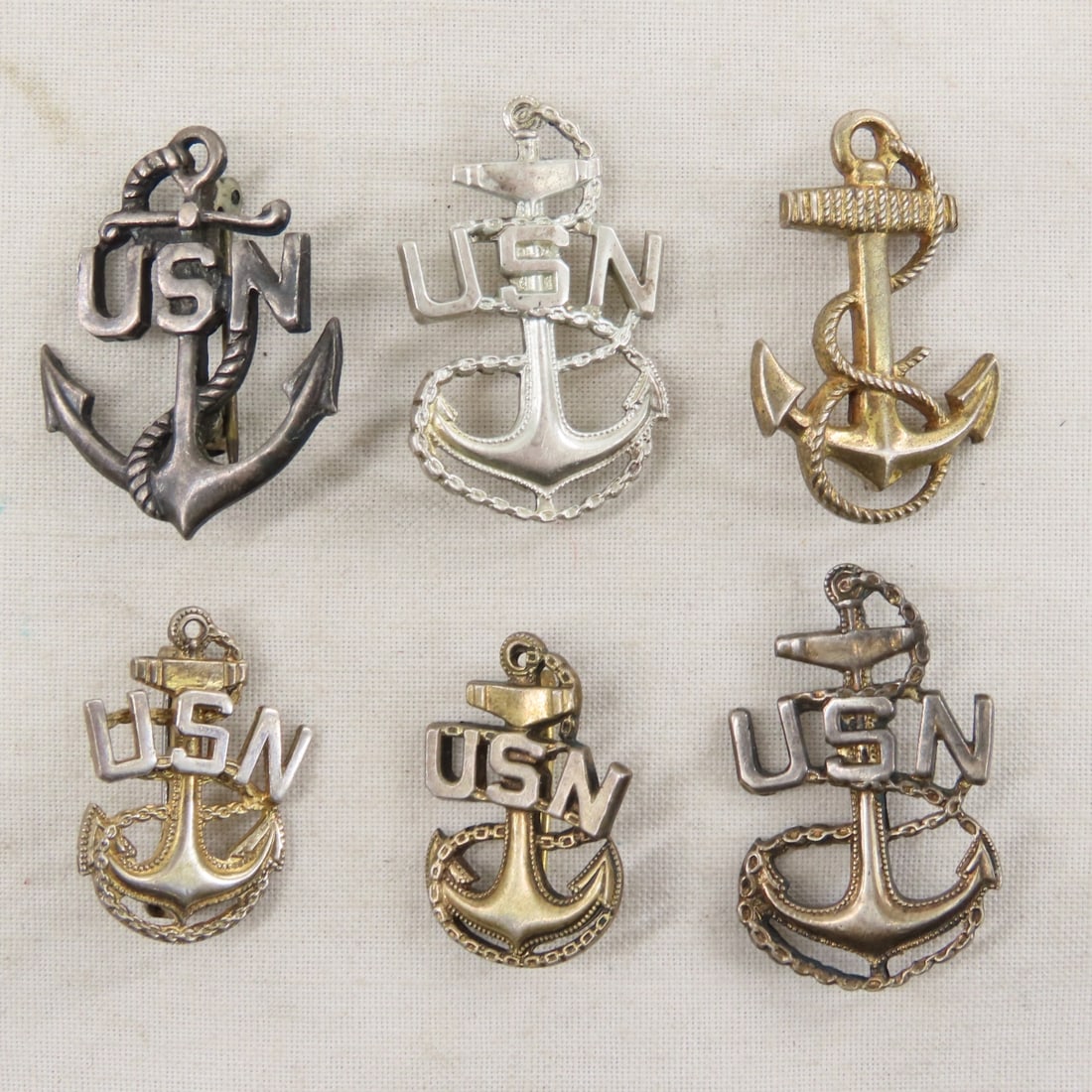 US Navy Sterling Silver Cap Badges & Pins- 3 OZ - 9