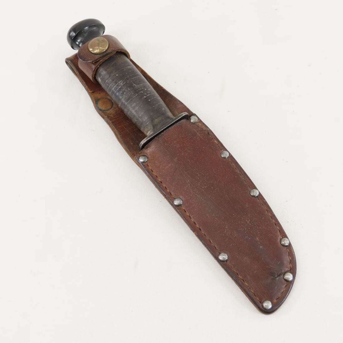USN Mark I Camillus NY Knife with Leather Sheath - 12