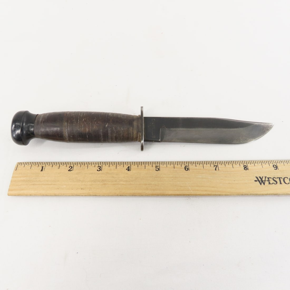 USN Mark I Camillus NY Knife with Leather Sheath - 3