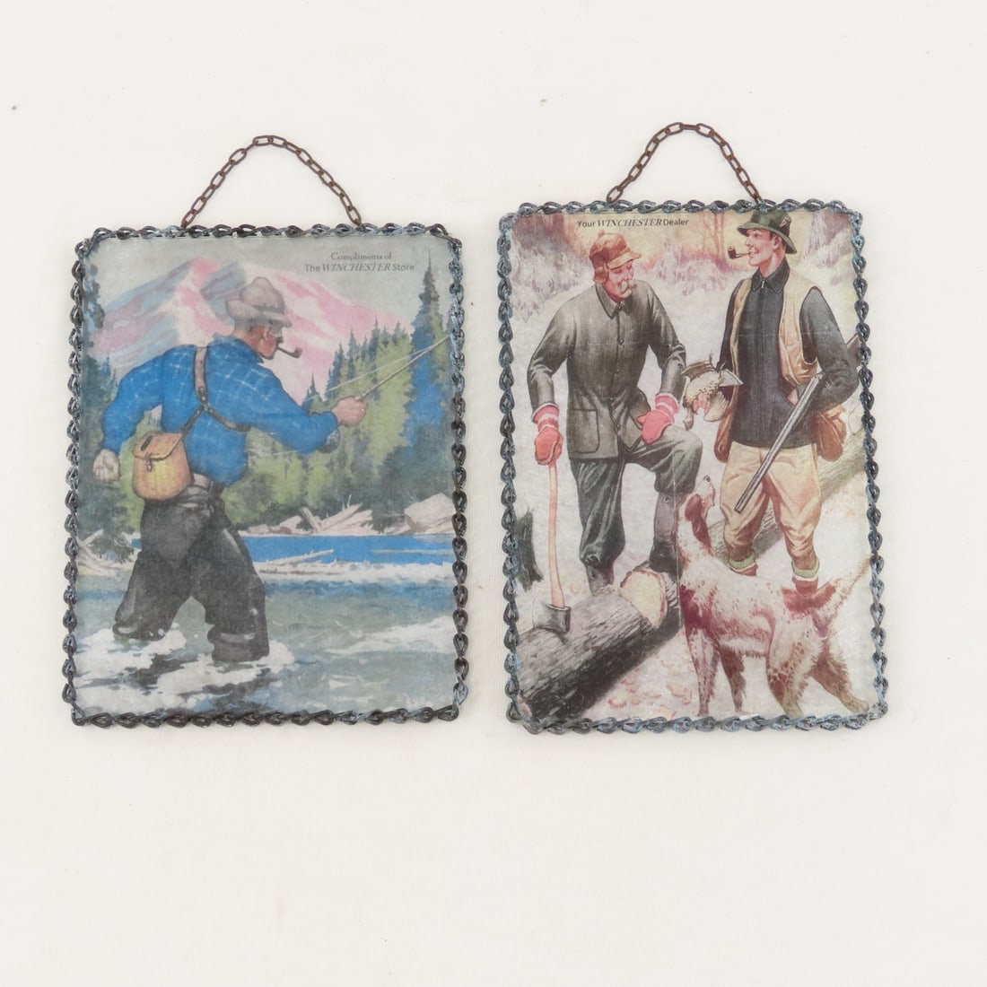2 Winchester “chain frame” advertisements: 2 Winchester “chain frame” advertisements - Each measure roughly 6 ½-inches by 4 ½-inches. Lot Size 7x5x2" 1 LB All information and photos are intended to be as accurate as
