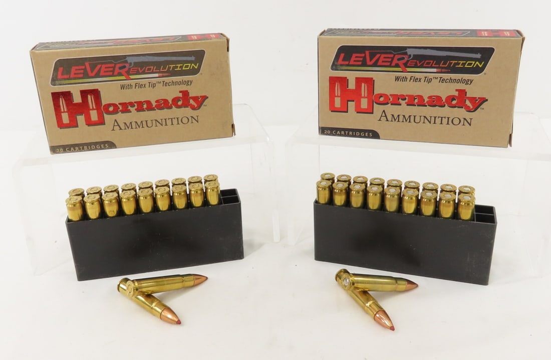 40 Rounds Hornady Lever Evolution rifle ammo: 40 Rounds Hornady Lever Evolution rifle ammo - #827035. 20 rounds in each box of 200-grain FTX soft-points, 40 total rounds. Lot Size 6x3x3" 3 LB All information and photos are intended to be as