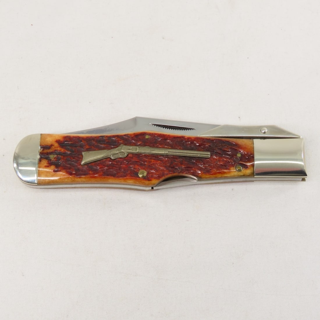 Winchester Burnt Orange Bone Handle Jigging Knife - 10