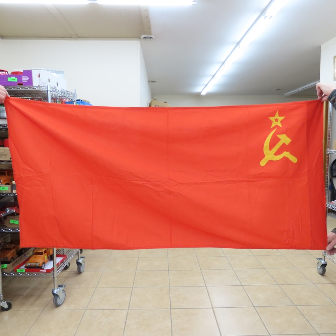 2 Vintage Soviet Flags, Naval Ensign & Union 1990s - 3
