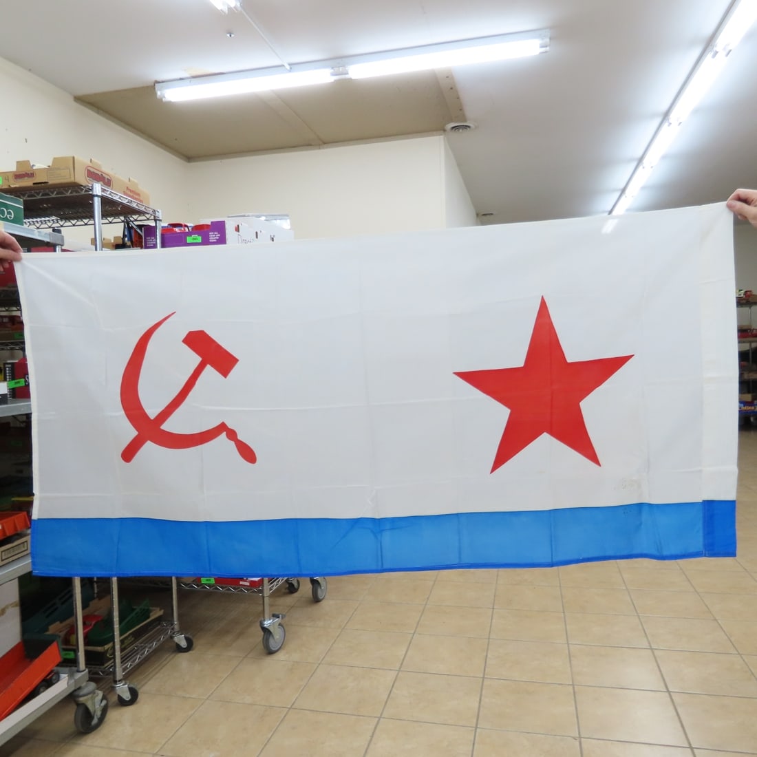 2 Vintage Soviet Flags, Naval Ensign & Union 1990s - 5