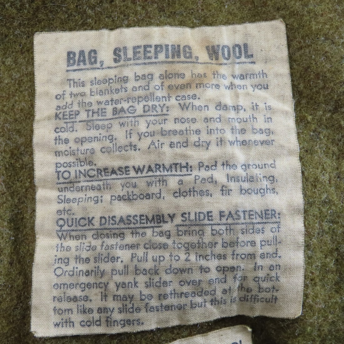 WWII US Army Bartmann Bixer 27 C-123 Sleeping Bag - 11