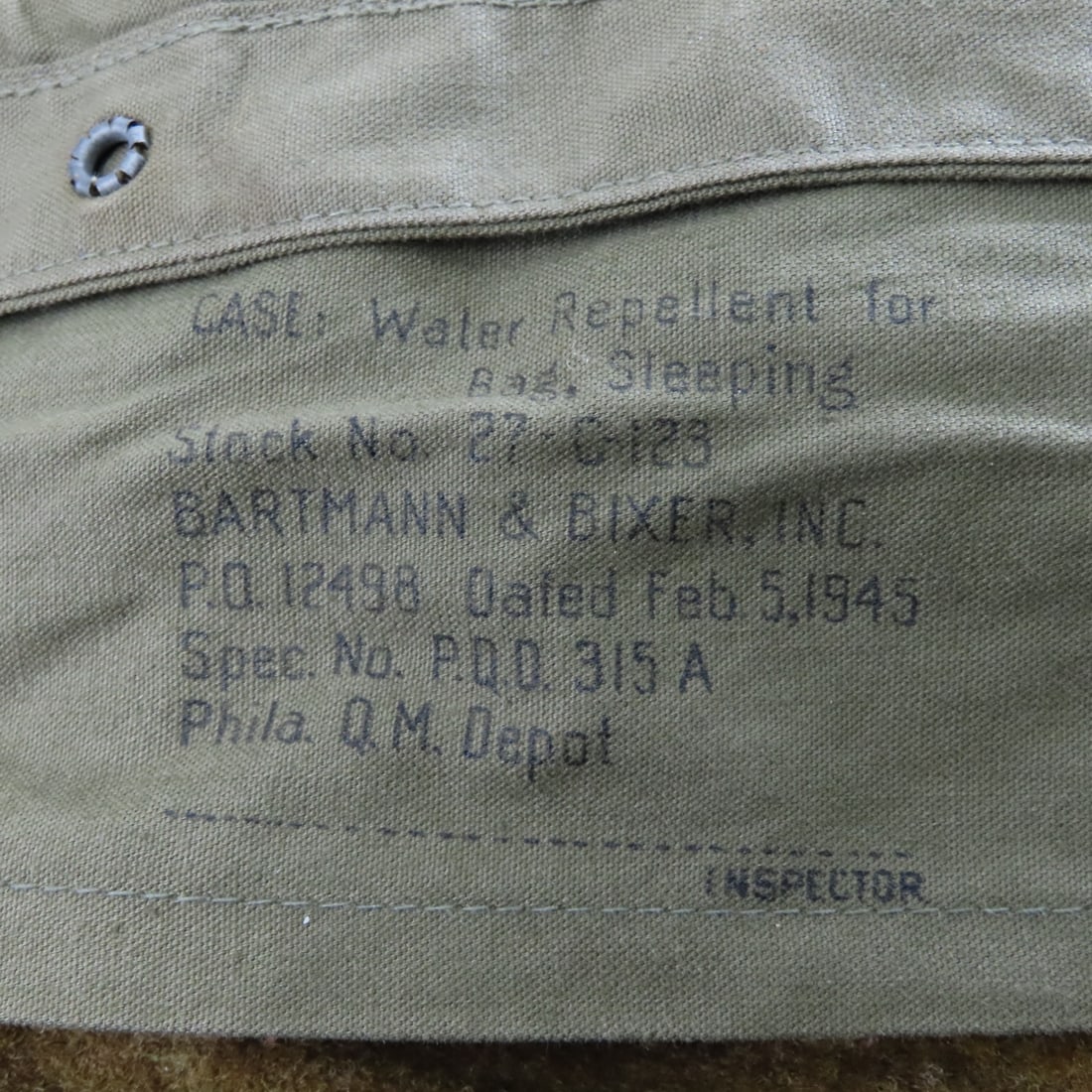 WWII US Army Bartmann Bixer 27 C-123 Sleeping Bag - 9
