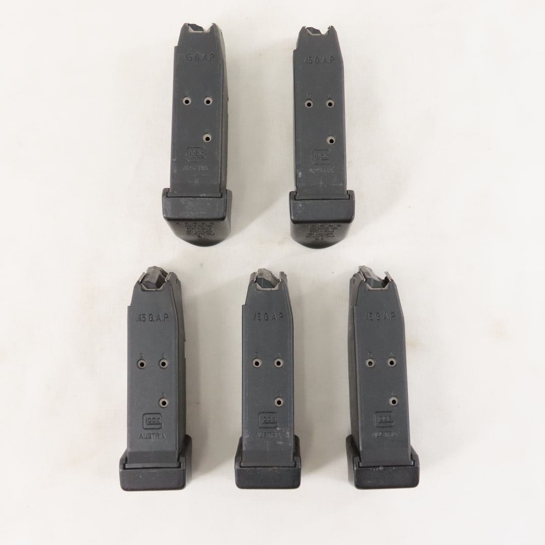 5 Glock 39 Magazines. .45 GAP. 6 rd. - 2
