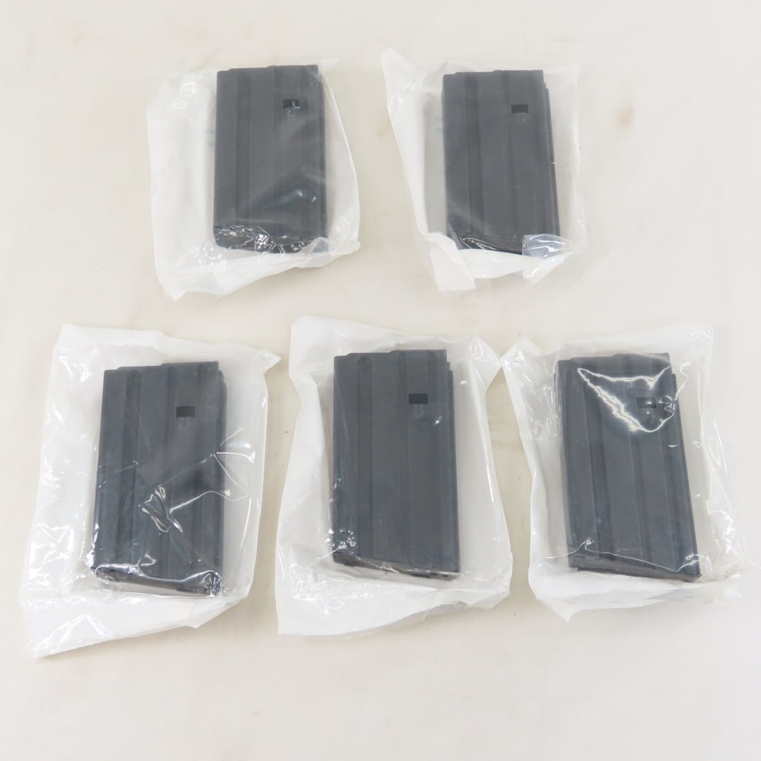 5 ASC Brand AR-15 Magazines .450 Bushmaster. 5 rd.: 5 ASC Brand AR-15 Magazines .450 Bushmaster. 5 rd. - like New- sealed packaging. LOT SIZE: 8x5x4x", 2 lbs All information and photos are intended to be as accurate as possible, but errors are