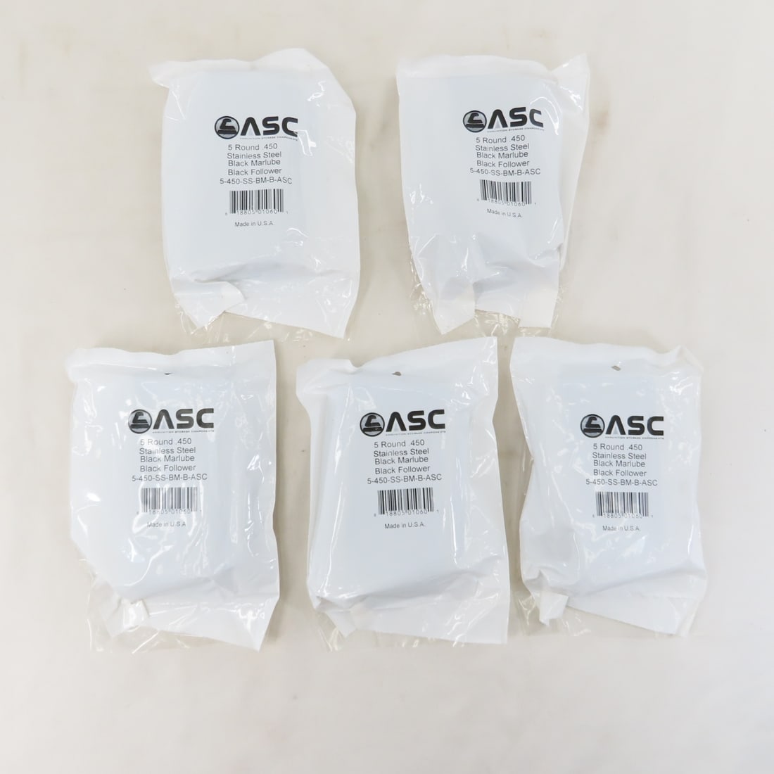 5 ASC Brand AR-15 Magazines .450 Bushmaster. 5 rd. - 2
