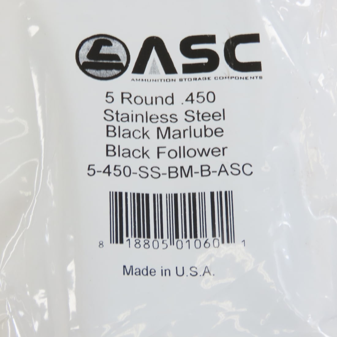 5 ASC Brand AR-15 Magazines .450 Bushmaster. 5 rd. - 4
