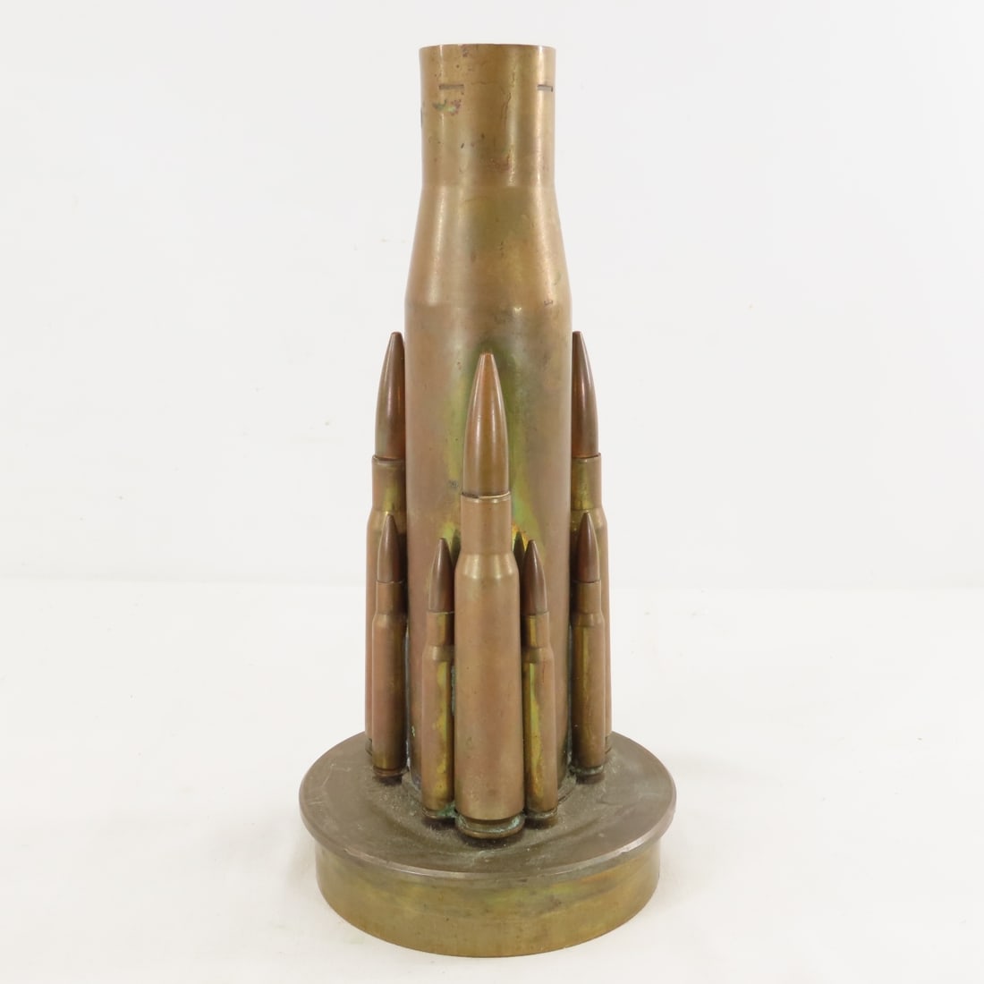 Brass Trench Art Ammunition Vase & Powder Flask - 2