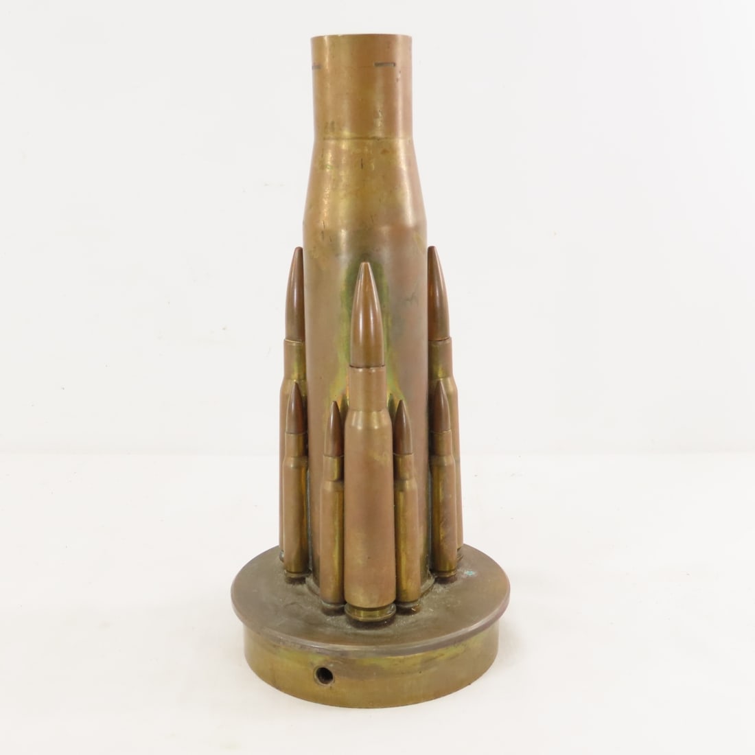 Brass Trench Art Ammunition Vase & Powder Flask - 6