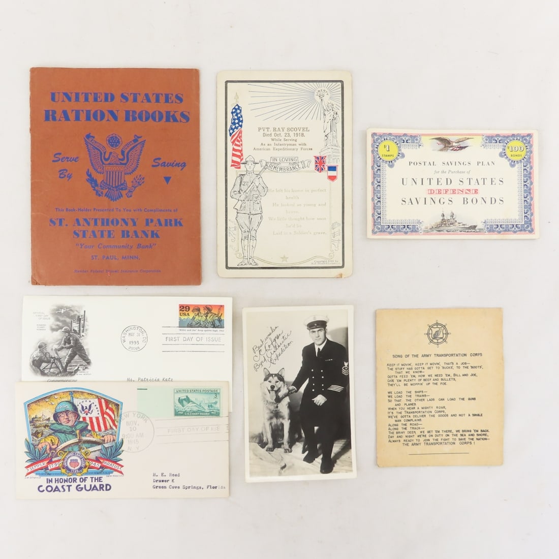 WWI & WW2 Military Photo Postcards, Whistle & More - 2