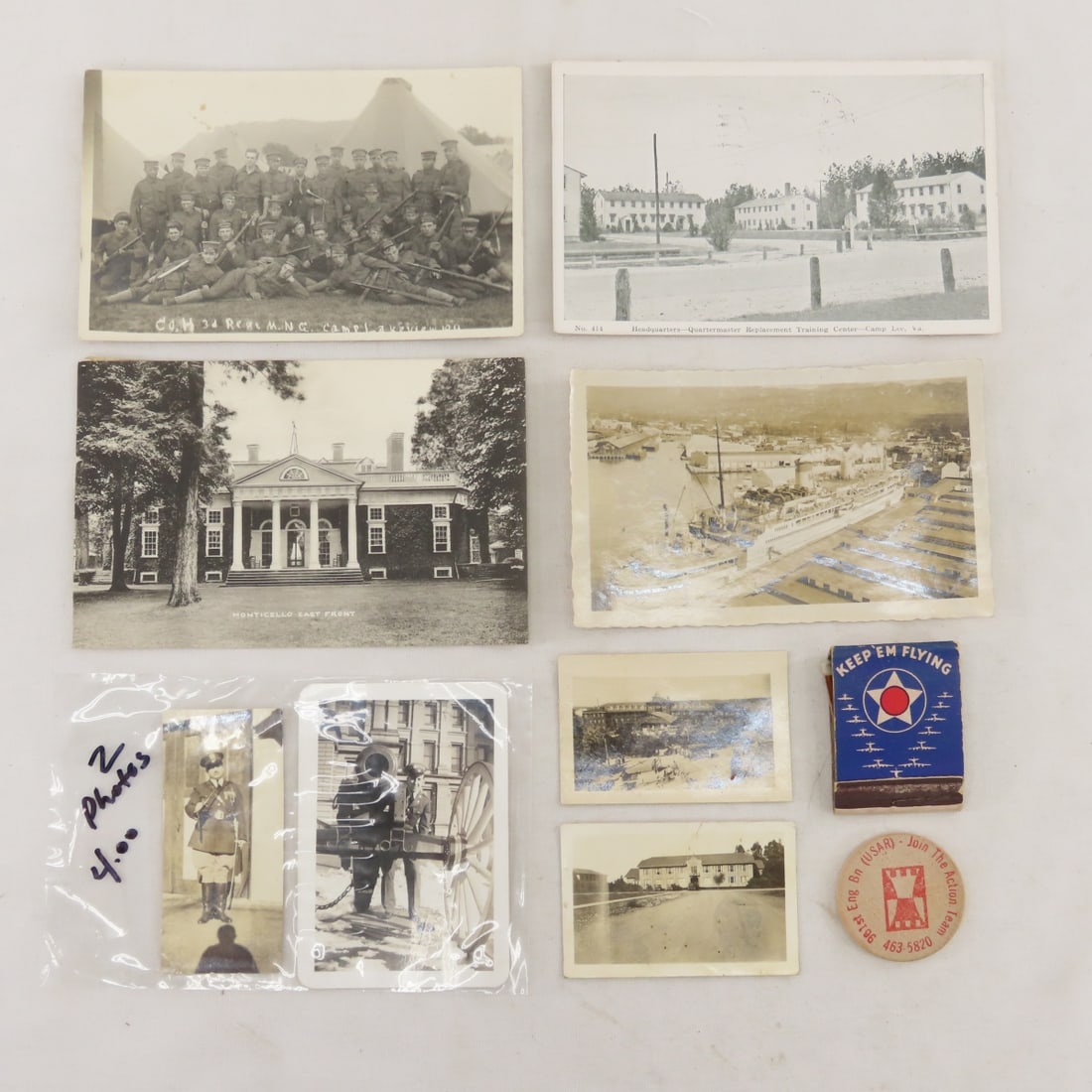 WWI & WW2 Military Photo Postcards, Whistle & More - 6