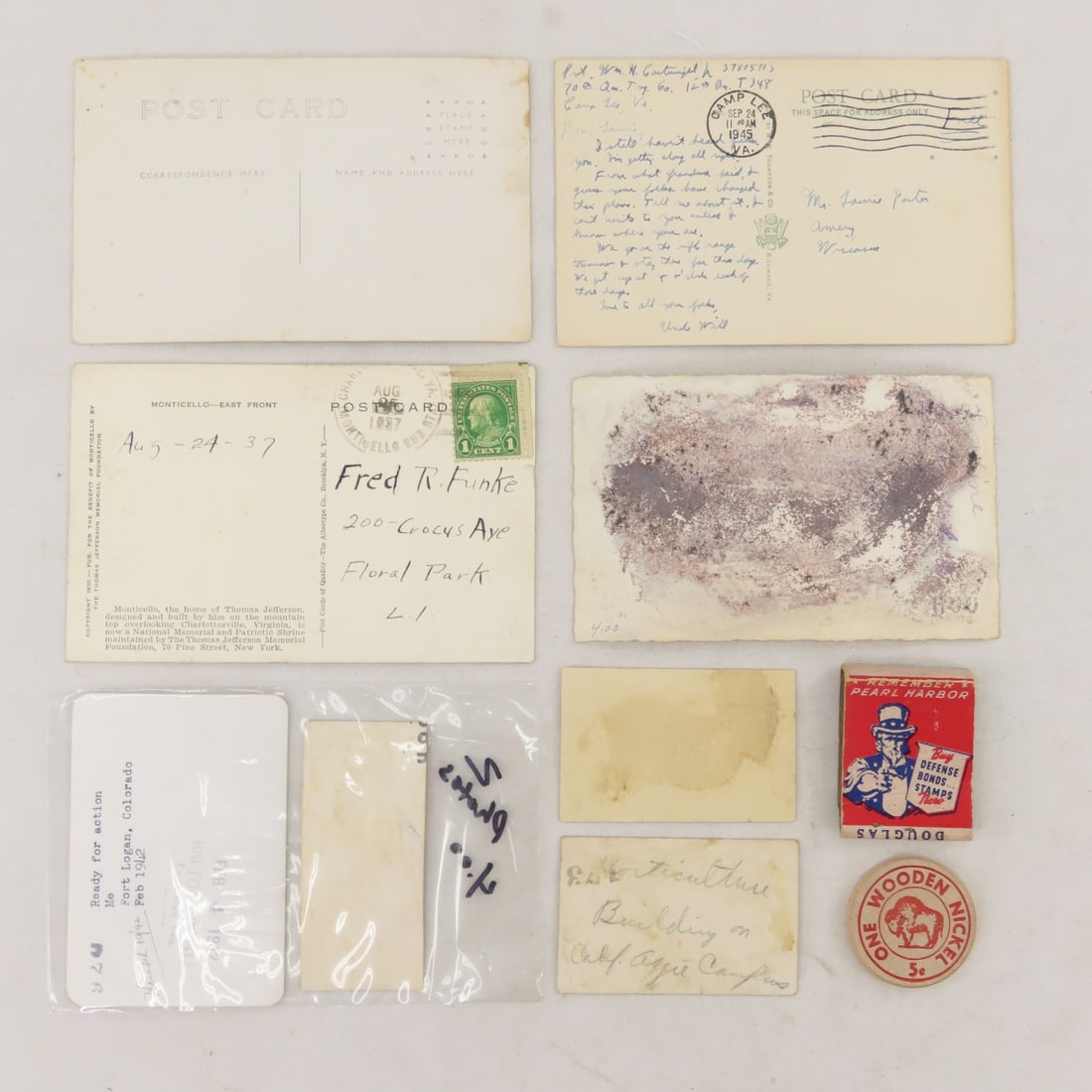 WWI & WW2 Military Photo Postcards, Whistle & More - 7