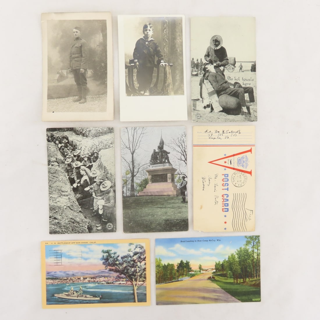 WWI & WW2 Military Photo Postcards, Whistle & More - 8