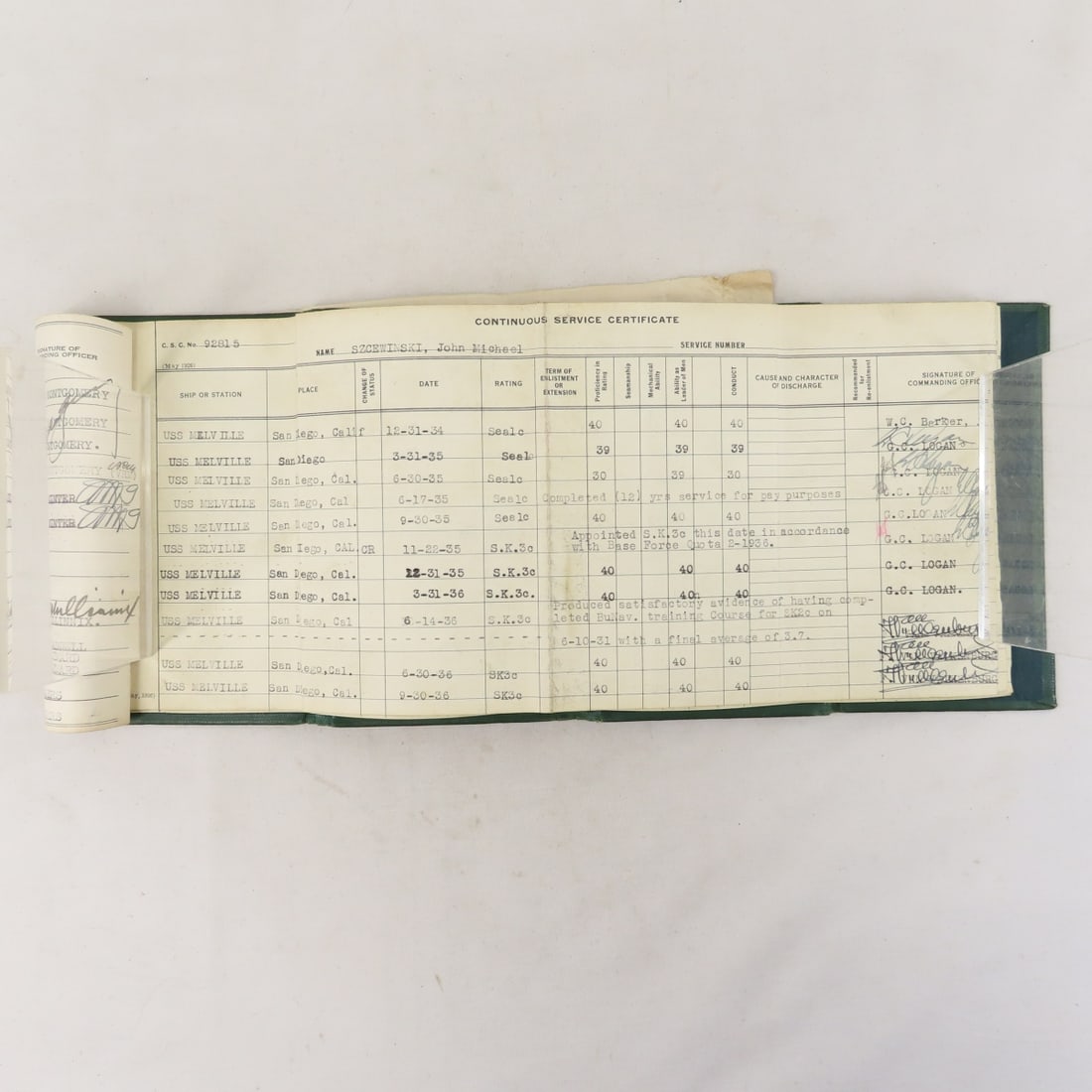 US Navy Continuous Service Certificate 1927-1945 - 12