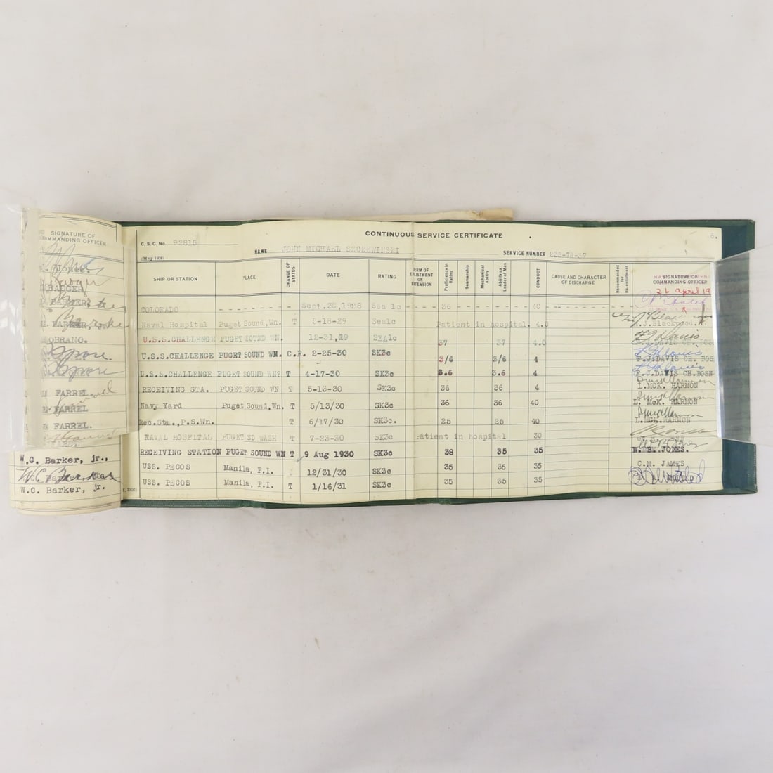 US Navy Continuous Service Certificate 1927-1945 - 15
