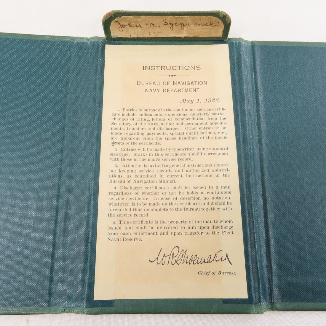 US Navy Continuous Service Certificate 1927-1945 - 19