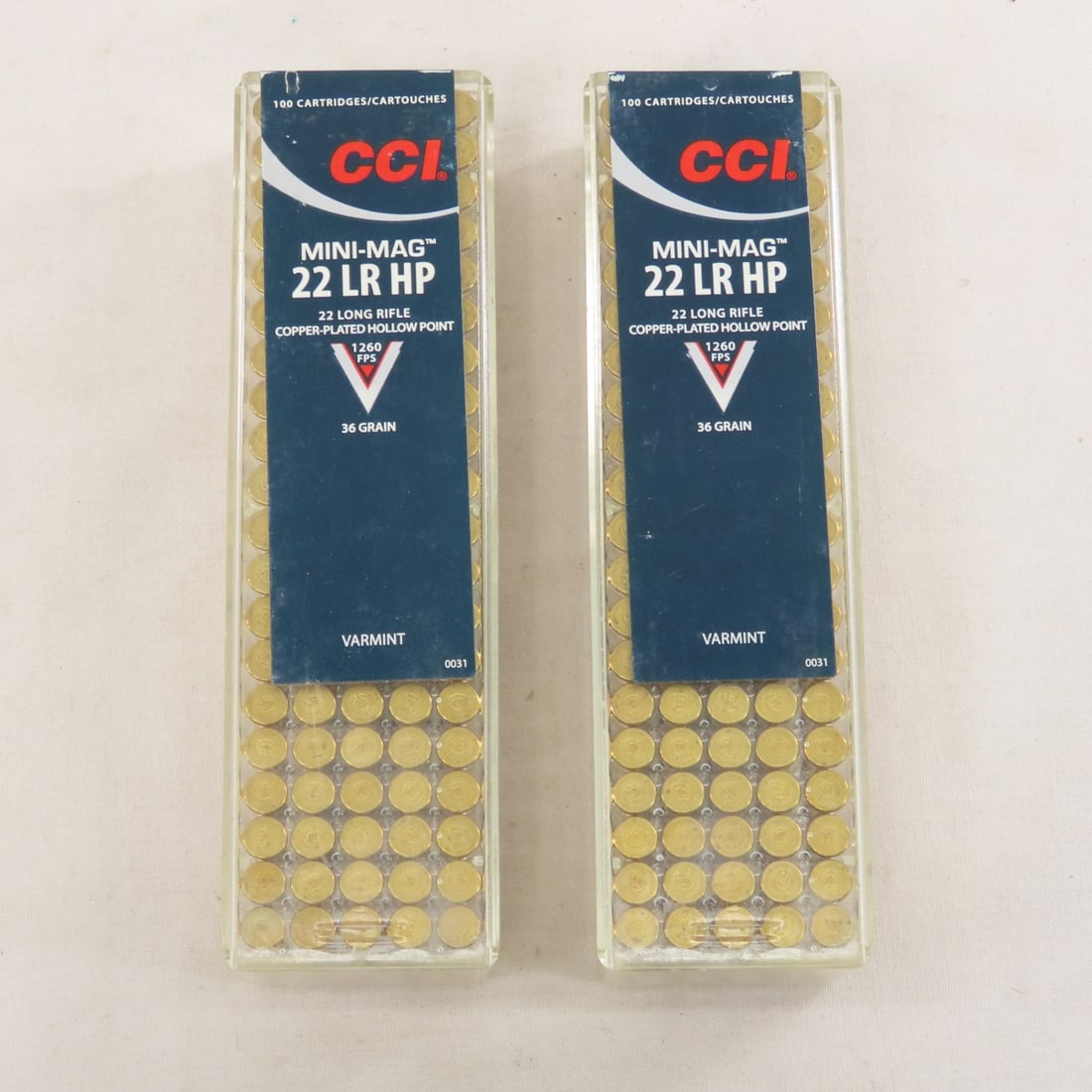 200 Rounds CCI Mini Mag 22 LR HP Ammunition: 200 Rounds CCI Mini Mag 22 LR HP Ammunition - 2 Boxes of 100 Rounds 6x3x2" 2 LB All information and photos are intended to be as accurate as possible, but errors are possible. No item may be returned