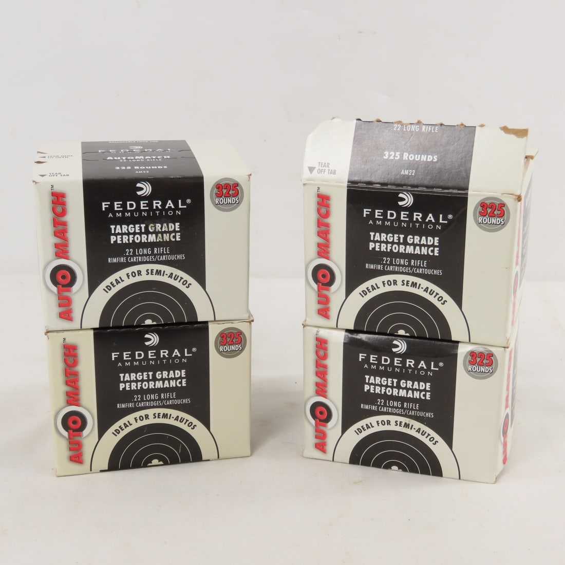 1000+ Rounds Federal Target Grade 22 LR Ammunition: 1000+ Rounds Federal Target Grade 22 LR Ammunition - 3 Sealed boxes of 325 Rounds, 1 partial open box that's more than 1/2 fill. Lot Size 8x6x3" 9 LB All information and photos are intended to be as a