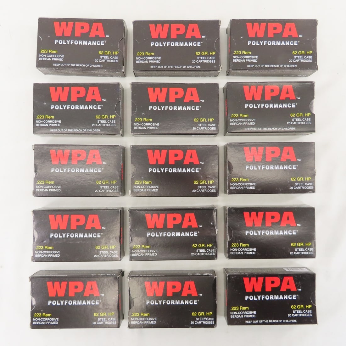 300 Rounds Wolf WPA Polyformance 223 Rem Ammo - 2