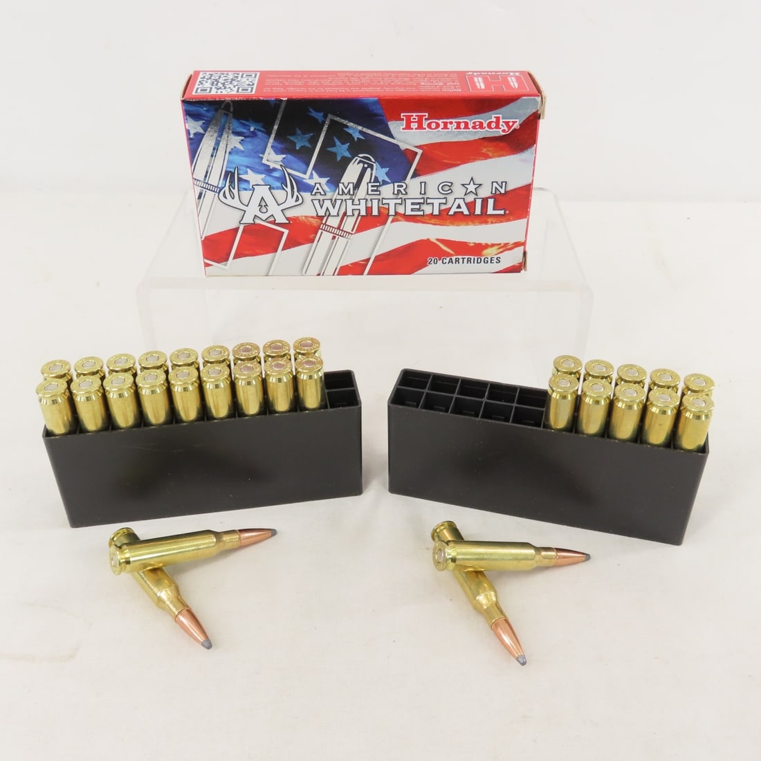 32 Rounds Hornady 7mm American Whitetail Ammo: 32 Rounds Hornady 7mm American Whitetail Ammo - Lot Size 6x3x3" 1 LB0 All information and photos are intended to be as accurate as possible, but errors are possible. No item may be returned or