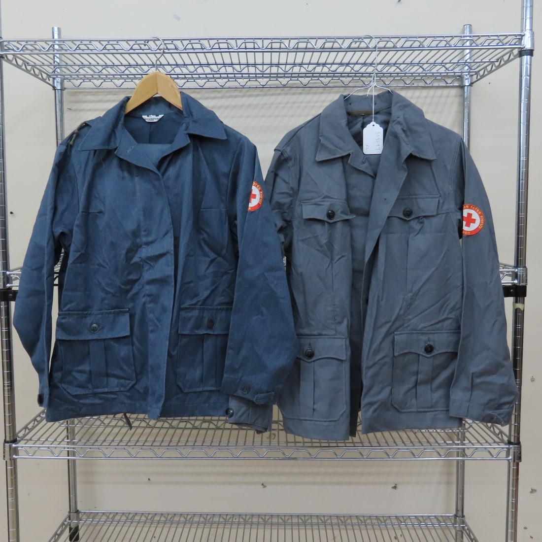 Vintage E German Women's DDR Red Cross Uniforms: Vintage E German Women's DDR Red Cross Uniforms - 2 Women's Uniforms. #1: Jacket m88, Pit to Pit: 18", Collar to Hem: 28", Pants: g88 (approx 26-28" waist), Skirt: m88 (approx 26" waist). #2: Size