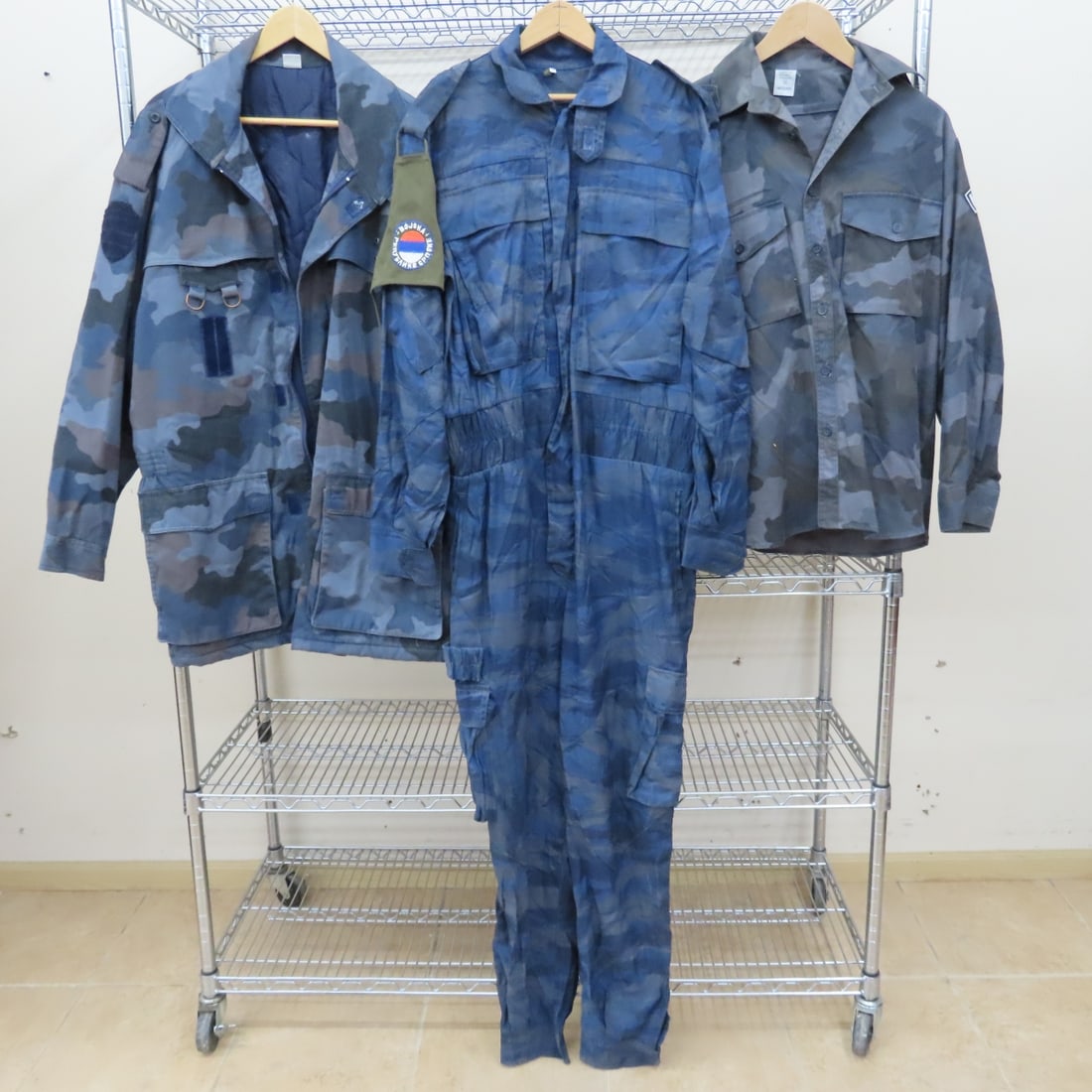 Serbian PJP Police Field Jacket, Shirt, Coverall: Serbian PJP Police Field Jacket, Shirt, Coverall - Serbian PJP Special Police Unit Field Jacket, Duty Shirt, Pants and Combat Coverall. Field Jacket: Size Tag Faded, Pit to Pit: 24", Collar to Hem: