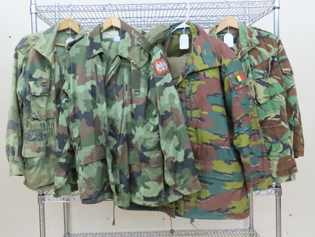 Vintage Serbian, British & Belgian Field Jackets: Vintage Serbian, British & Belgian Field Jackets - #1 Serbian M93 Field Jacket (size tag faded), Pit to Pit approx 18", Collar to Hem 29". #2 Serbian YUMCO M93 Field Jacket Size 42, Pit to Pit 20",