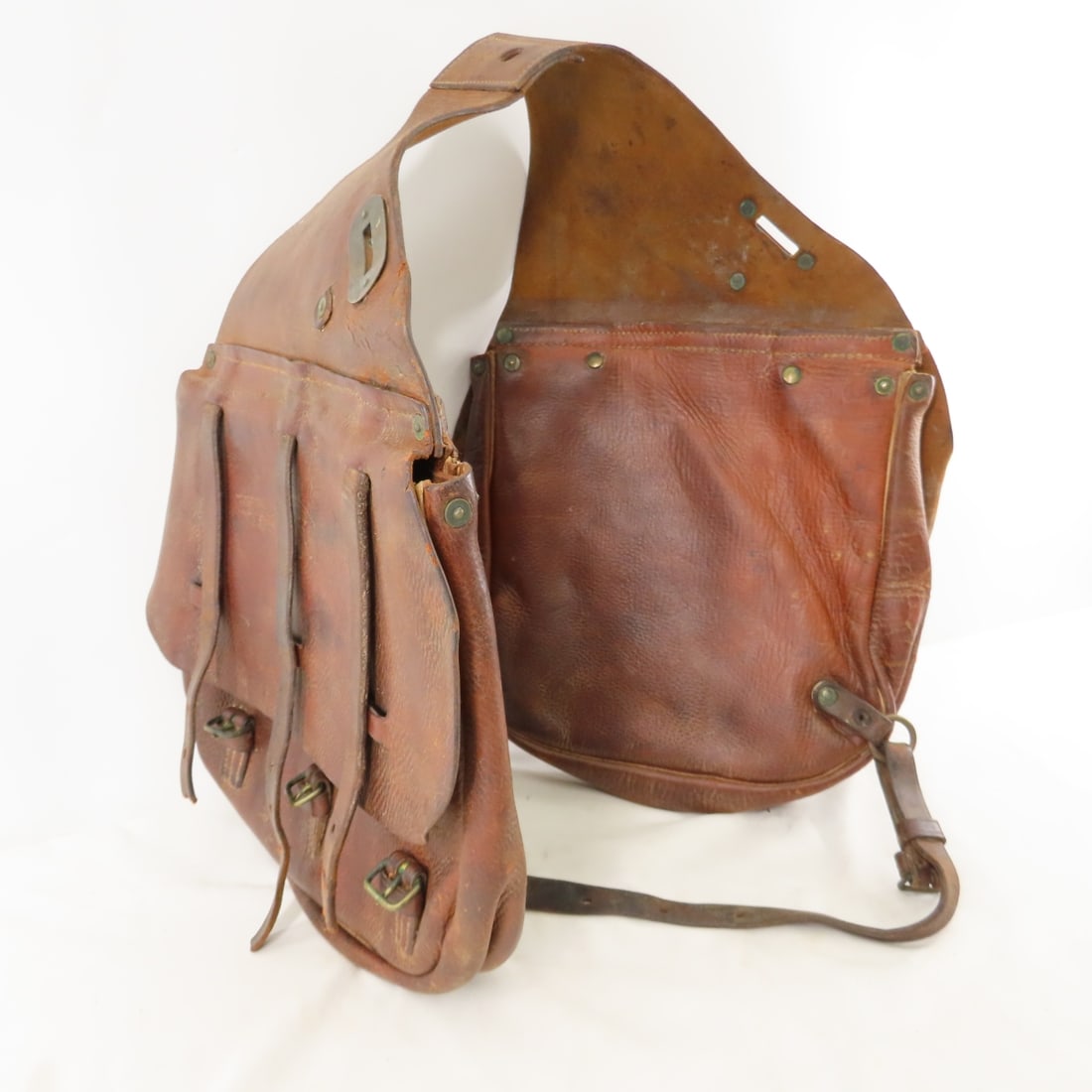 Antique WWI US Cavalry Leather Saddle Bags - 2