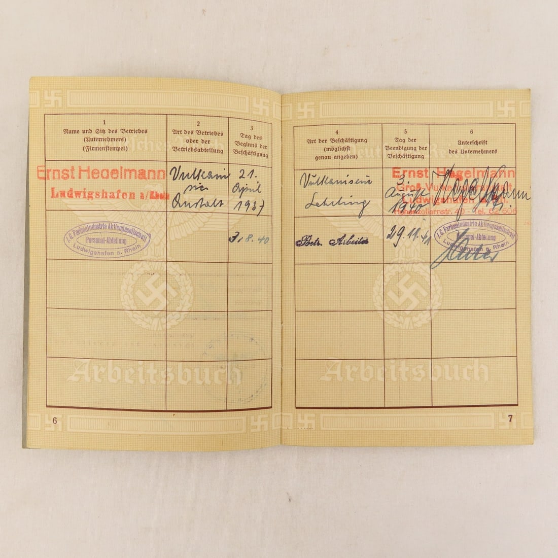 WWII German Striebinger Family Passes, Workbooks - 10