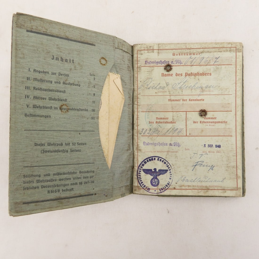 WWII German Striebinger Family Passes, Workbooks - 3