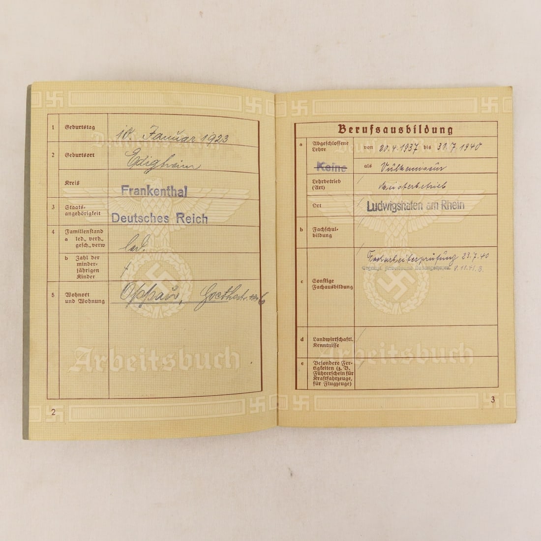 WWII German Striebinger Family Passes, Workbooks - 9