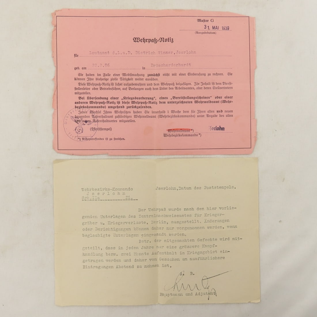 WWII German Wehrpass Documents, Dietrich Winner - 12