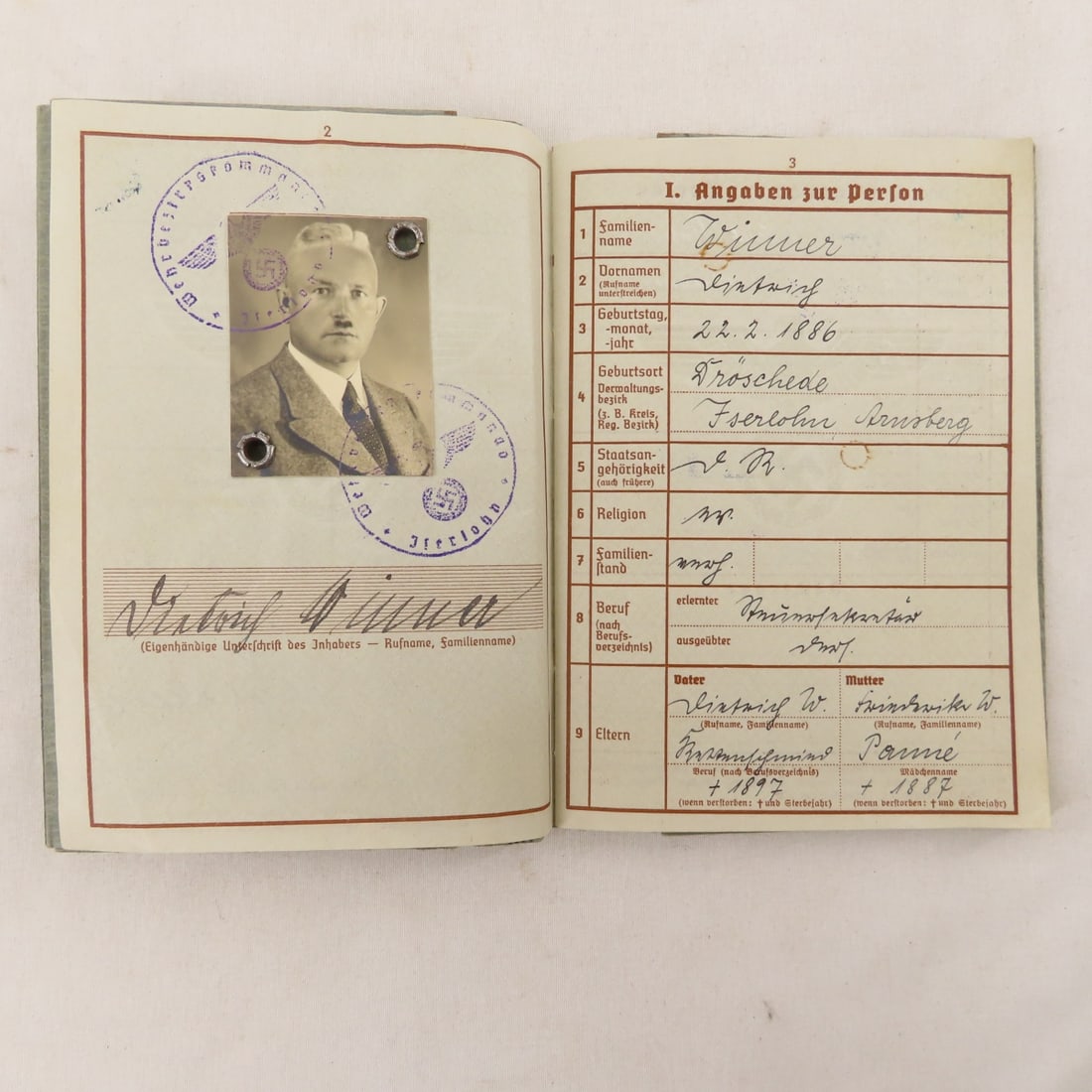 WWII German Wehrpass Documents, Dietrich Winner - 4