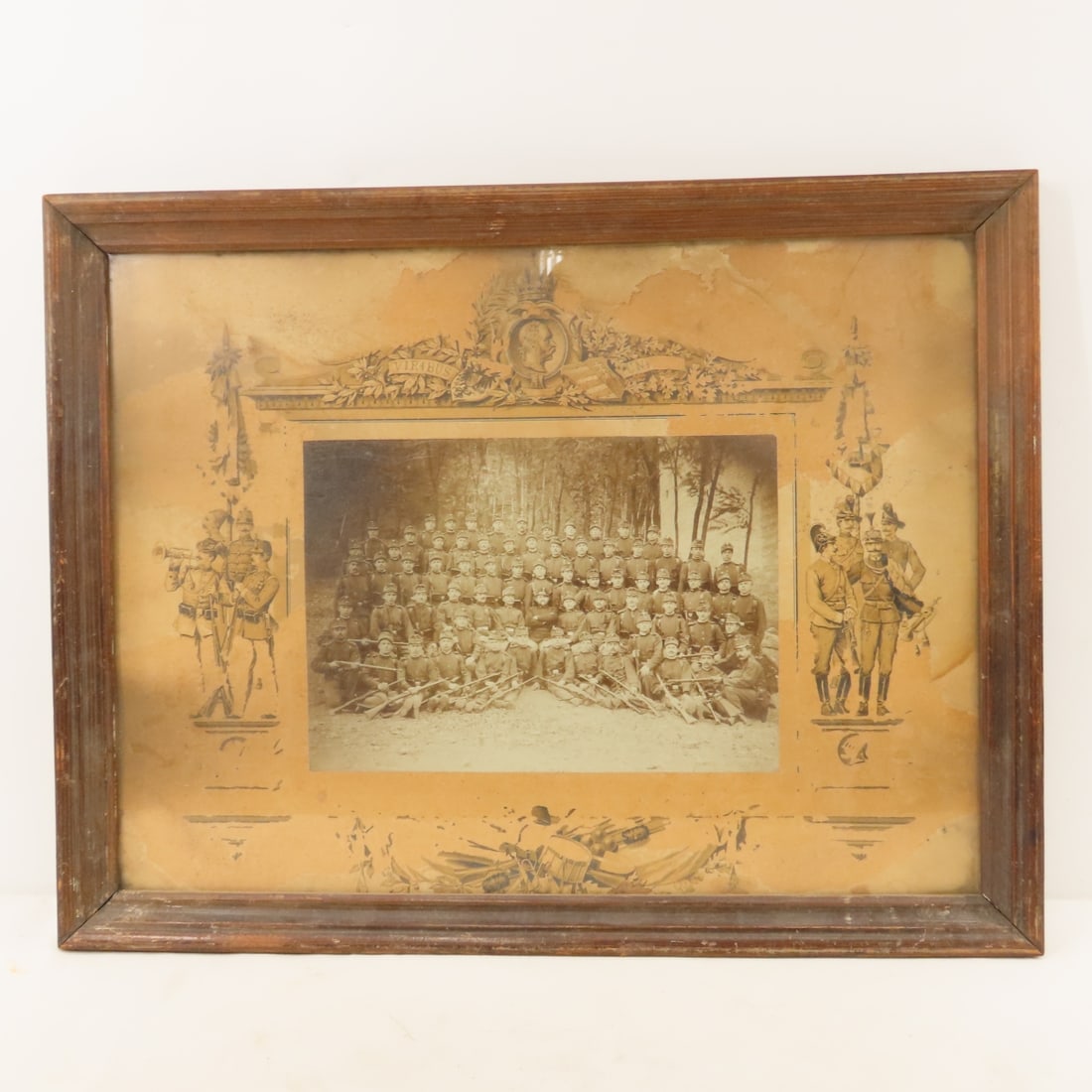 WWI Era Austro-Hungarian Army Infantry Group Photo: WWI Era Austro-Hungarian Army Infantry Group Photo - Some staining around photo on matting. Framed 18 x 14", Lot Size: 18 x 14", 3 lbs All information and photos are intended to be as accurate as