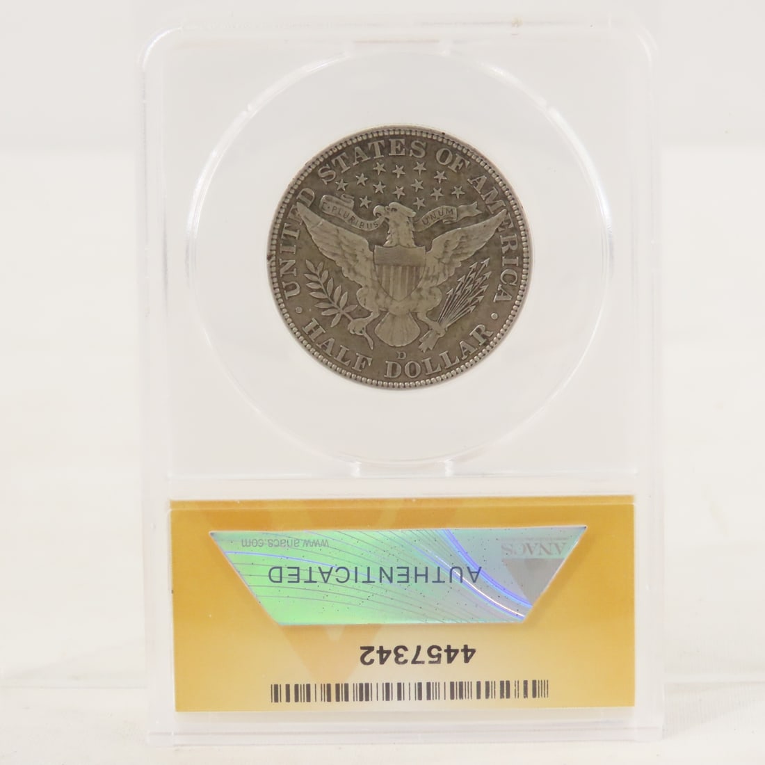 1915 D Barber Silver Half Dollar ANACS AU50 - 3