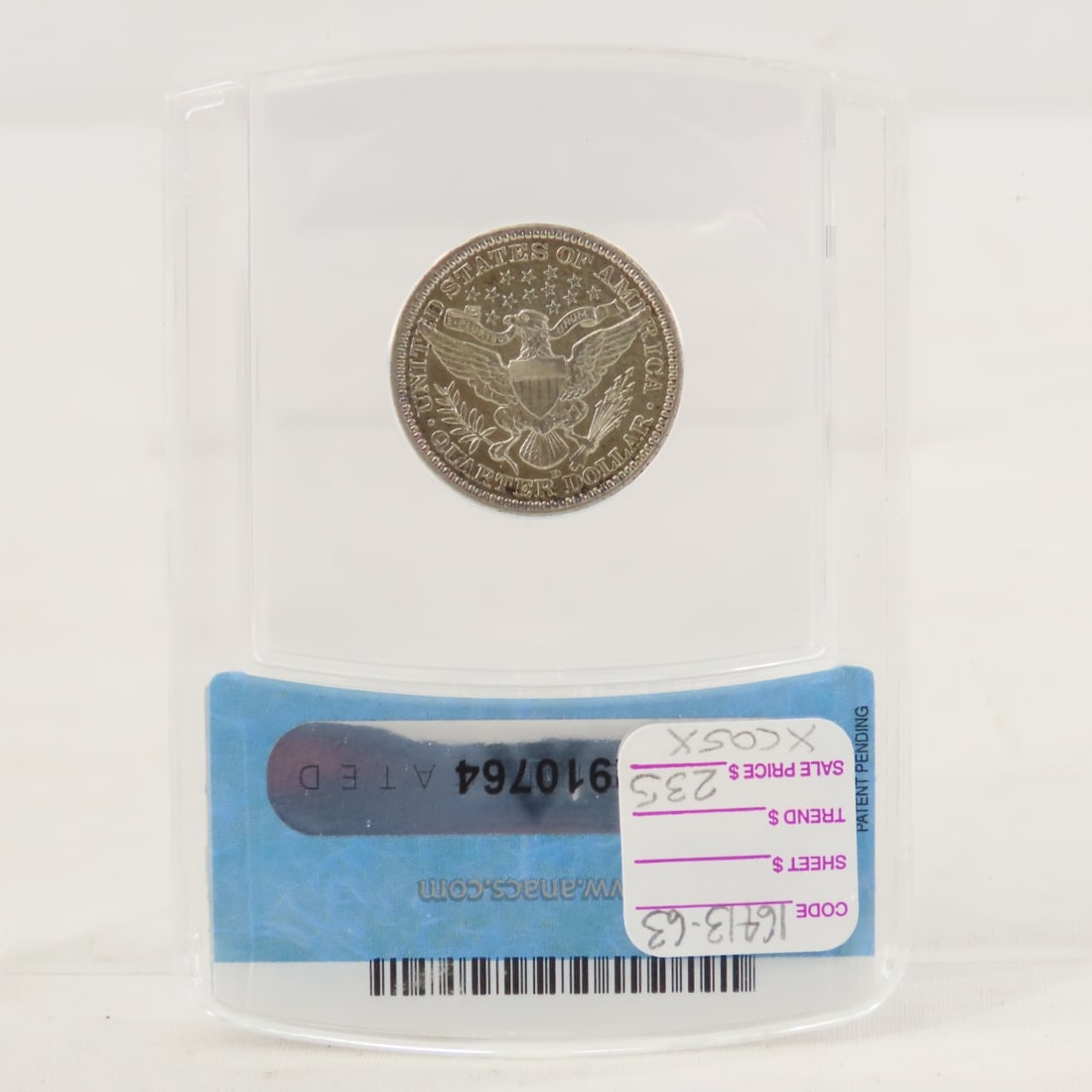 1914 D Barber Silver Quarter ANACS AU55 - 3
