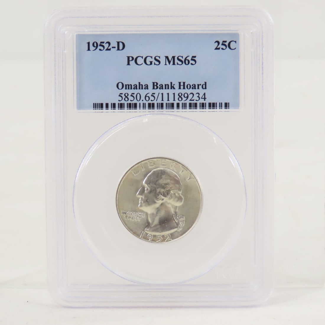 1952 D Washington Silver Quarter PCGS MS65: 1952 D Washington Silver Quarter PCGS MS65 - Lot Size 4x3x1" 1 LB All information and photos are intended to be as accurate as possible, but errors are possible. No item may be returned or refused
