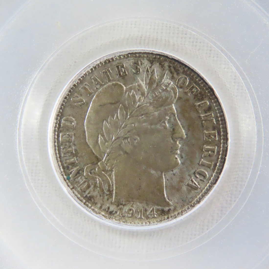 1914 D Barber Silver Dime PCGS AU58 - 2