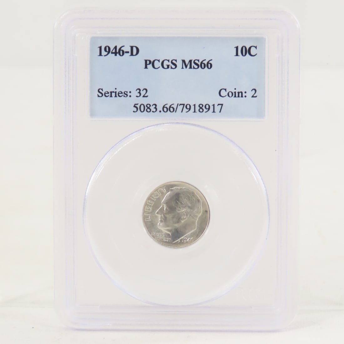 1946 D Roosevelt Silver Dime PCGS MS66: 1946 D Roosevelt Silver Dime PCGS MS66 - Lot Size 4x3x1" 1 LB All information and photos are intended to be as accurate as possible, but errors are possible. No item may be returned or refused based