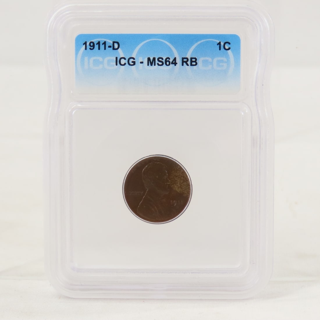 1911 D Lincoln Head Wheat Cent ICG MS64RB: 1911 D Lincoln Head Wheat Cent ICG MS64RB - Lot Size 4x3x1" 1 LB All information and photos are intended to be as accurate as possible, but errors are possible. No item may be returned or refused base
