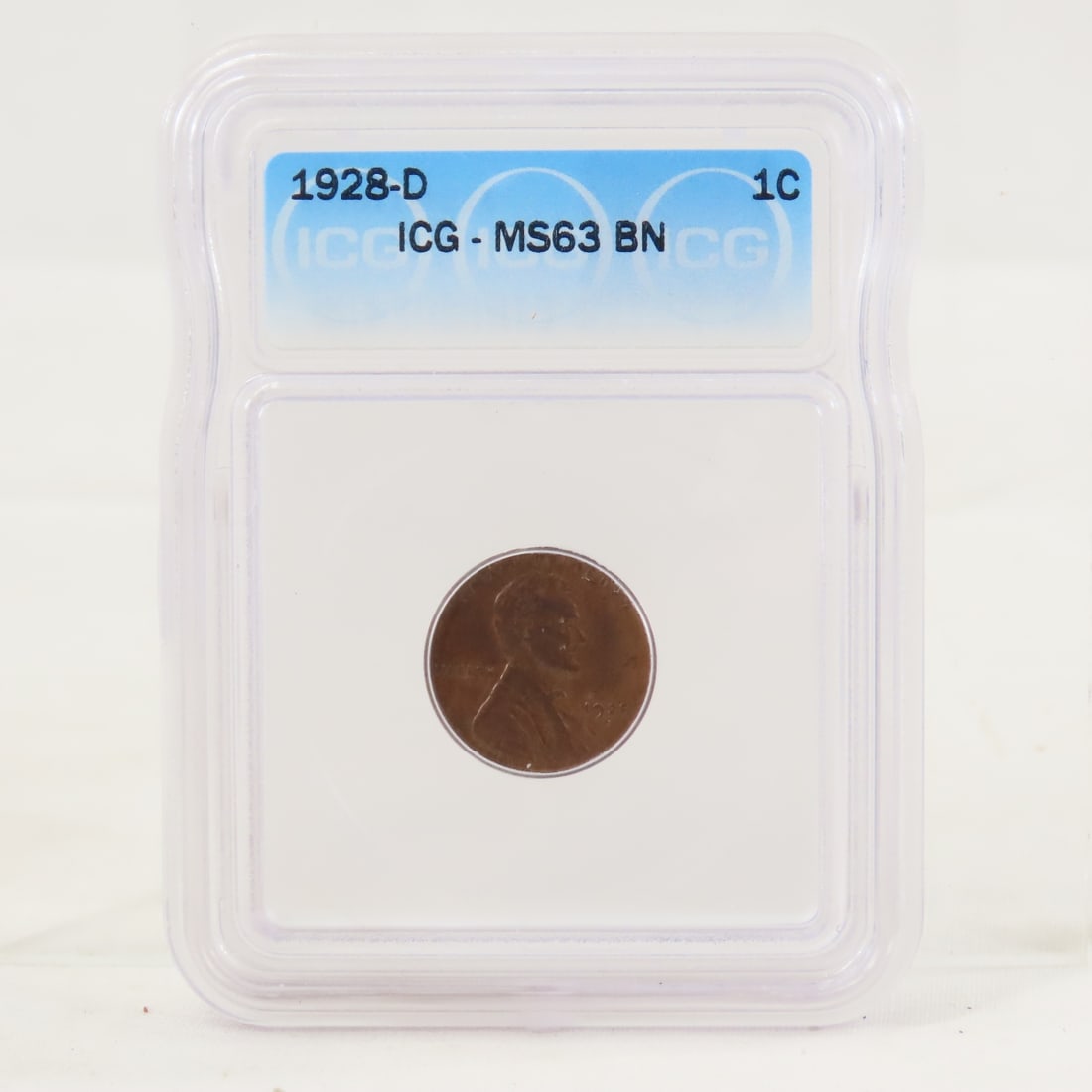 1928 D Lincoln Head Wheat Cent ICG MS63BN: 1928 D Lincoln Head Wheat Cent ICG MS63BN - Lot Size 4x3x1" 1 LB All information and photos are intended to be as accurate as possible, but errors are possible. No item may be returned or refused