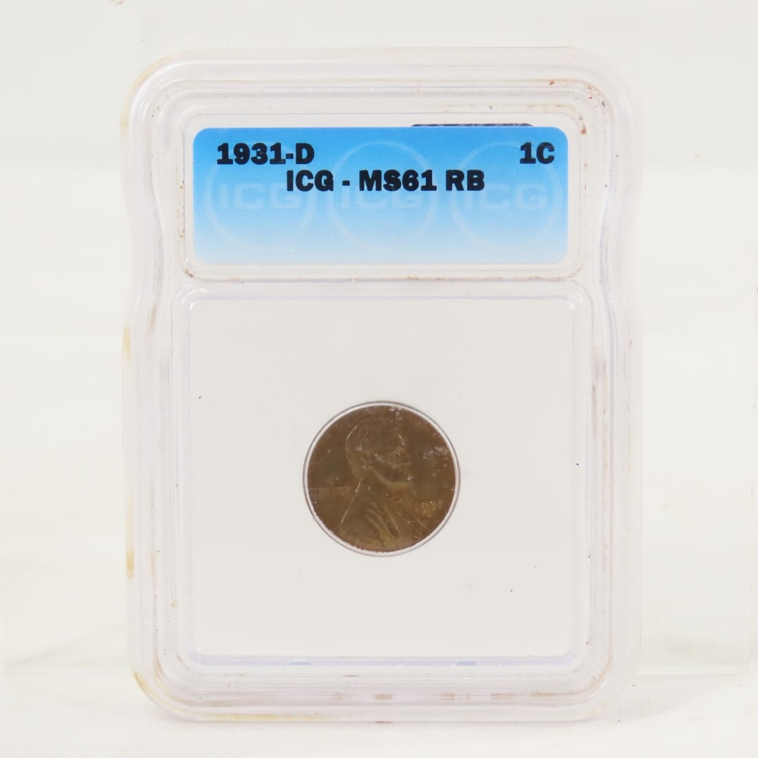 1931 D Lincoln Head Wheat Cent ICG MS61RB: 1931 D Lincoln Head Wheat Cent ICG MS61RB - Lot Size 4x3x1" 1 LB All information and photos are intended to be as accurate as possible, but errors are possible. No item may be returned or refused