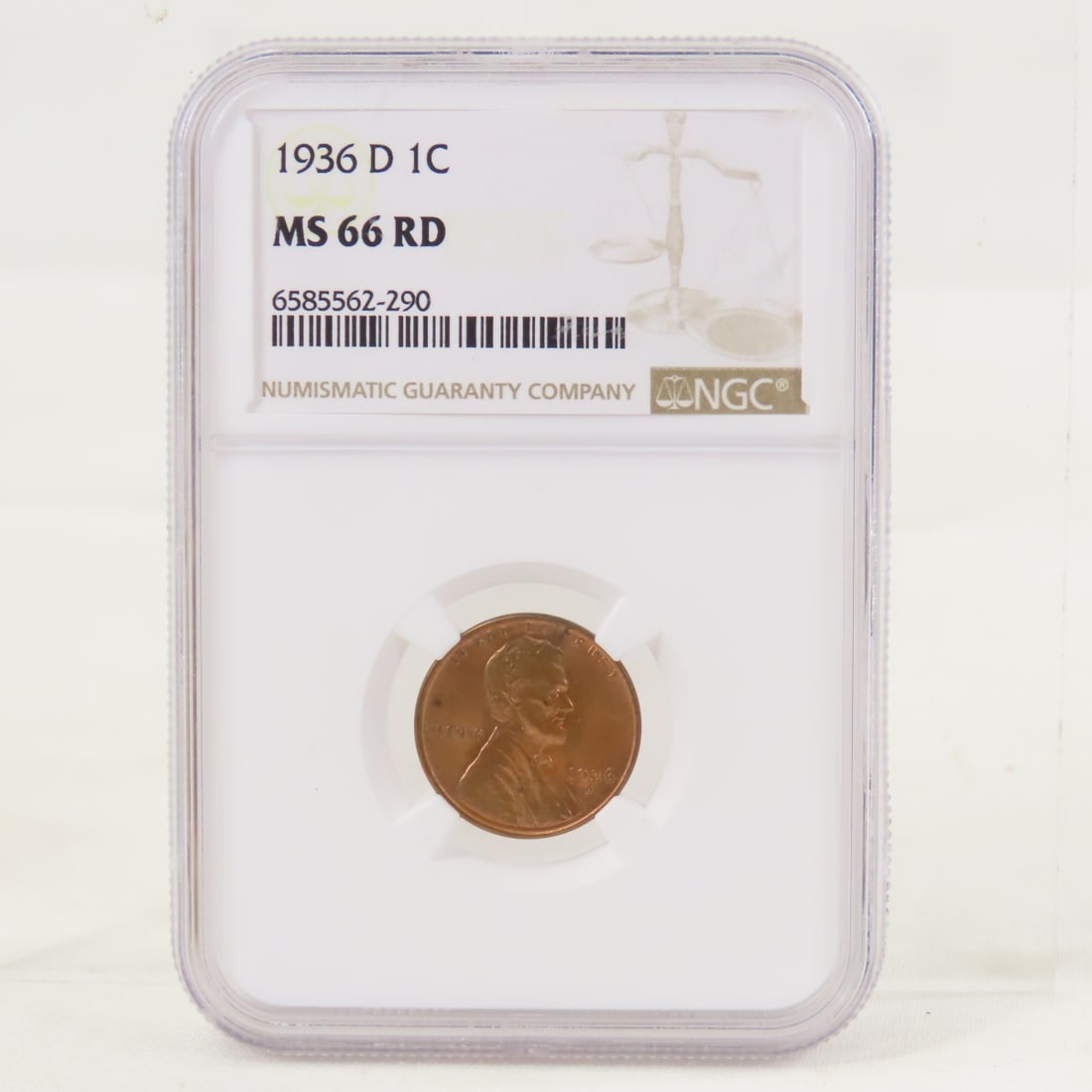 1936 D Lincoln Head Wheat Cent NGC MS66RD: 1936 D Lincoln Head Wheat Cent NGC MS66RD - Lot Size 4x3x1" 1 LB All information and photos are intended to be as accurate as possible, but errors are possible. No item may be returned or refused