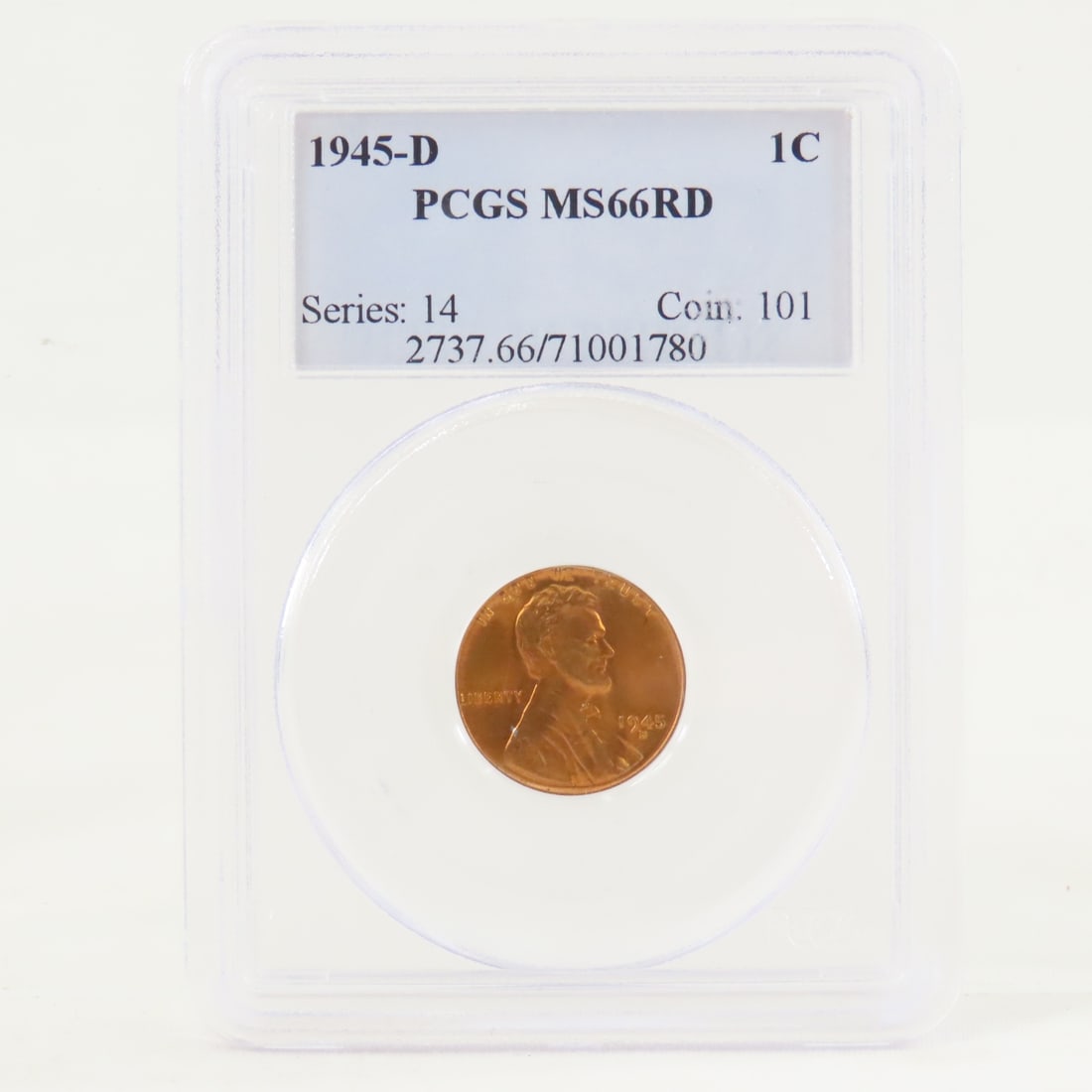 1945 S MS66RD & D MS66RD Lincoln Head Wheat Cents - 3