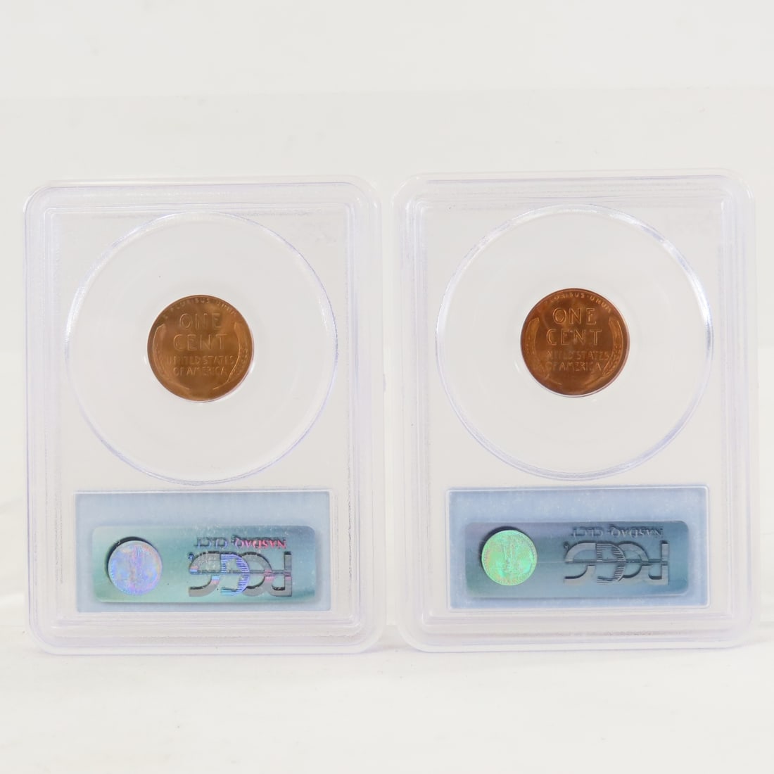 1948 S MS66RD & 1949 D MS65RD Lincoln Wheat Cents - 2
